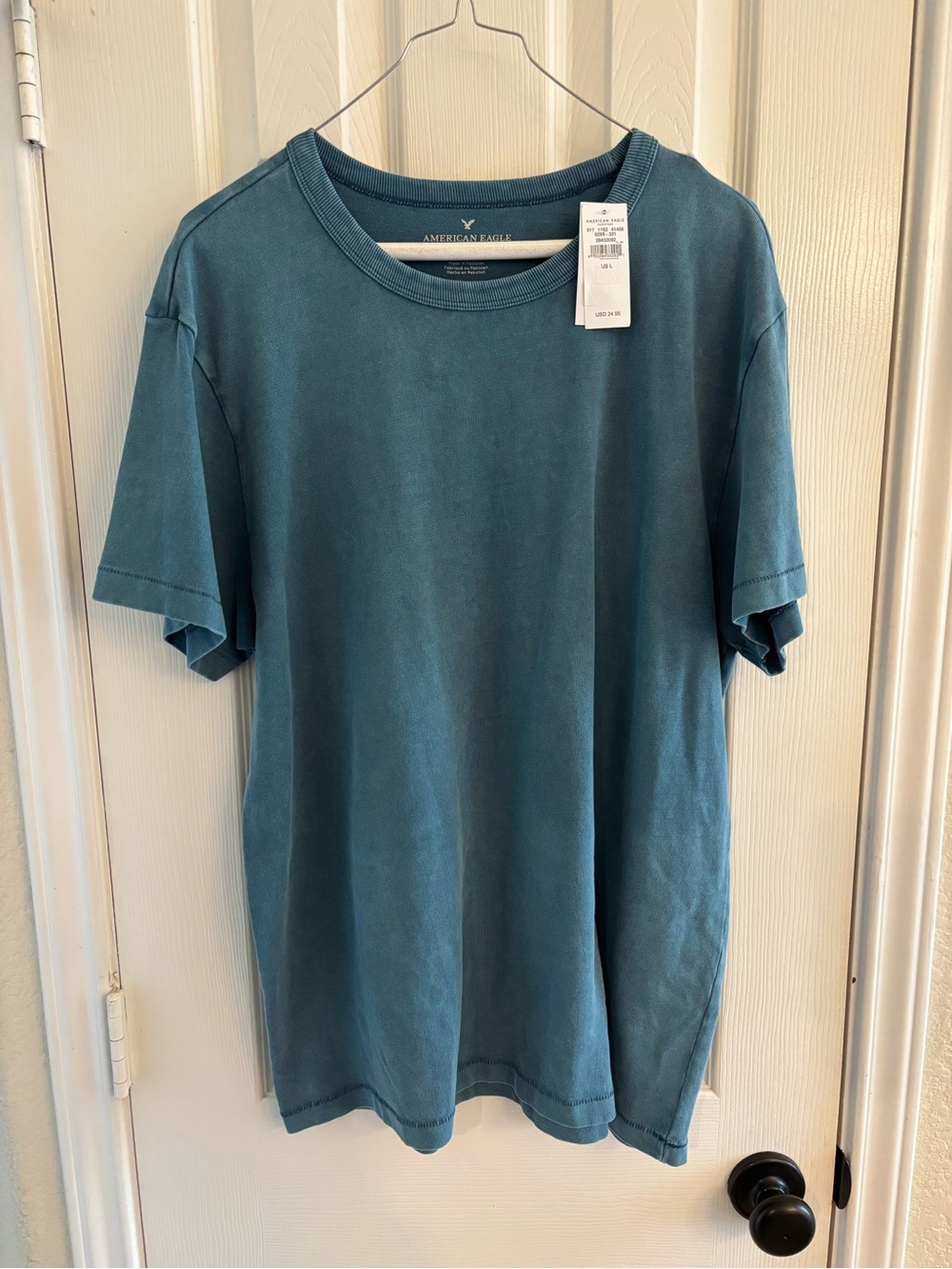 American Eagle Outfitters Men’s Large Blue Garment Dyed Crew Neck T-Shirt NWT